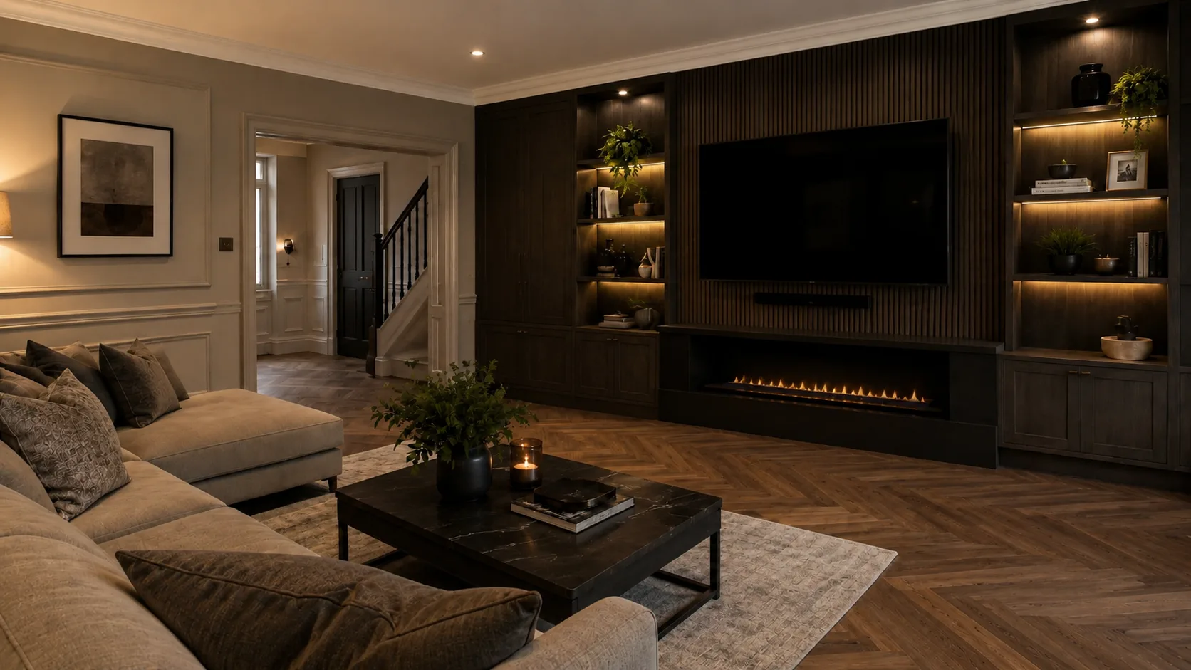 Elegant modern London living room by GnD Build - flooring, decorating and joinery