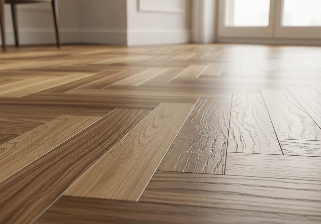 Herringbone flooring by GnD Build, London