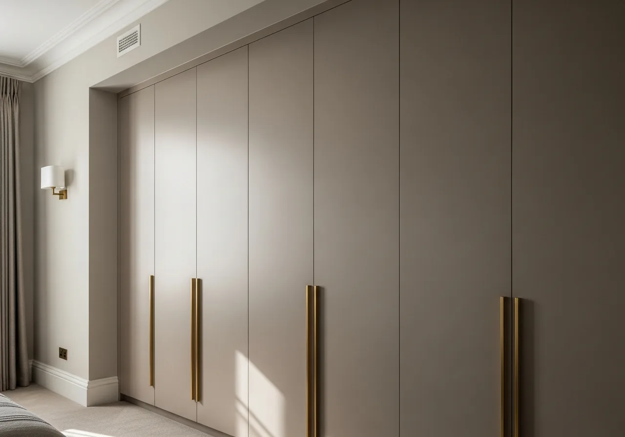 Made-to-measure fitted wardrobes built into a bedroom alcove