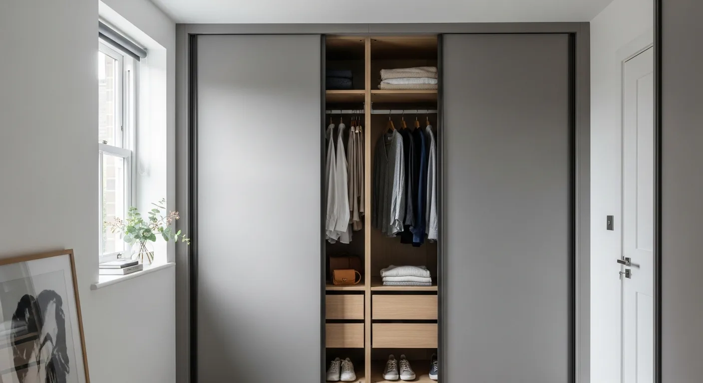 Sliding door wardrobes with organised internal storage