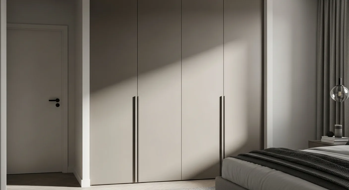 Spray-finished wardrobe doors with a smooth uniform matt finish